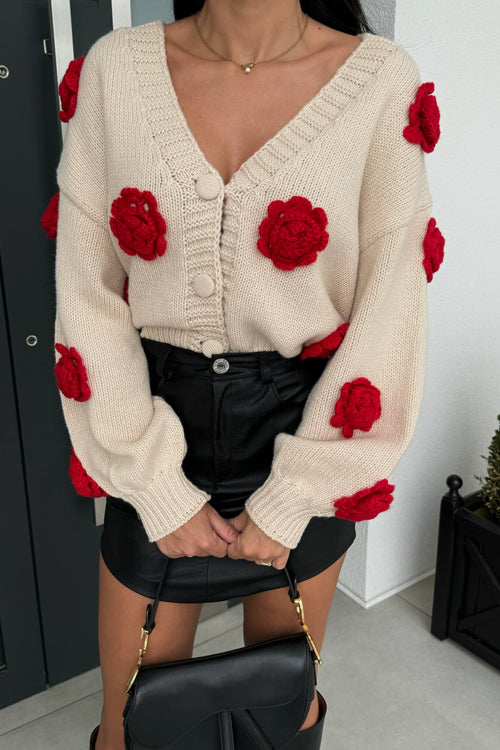 Precious Look 3D Flowers Knit Cardigan Sweater - 3 Colors
