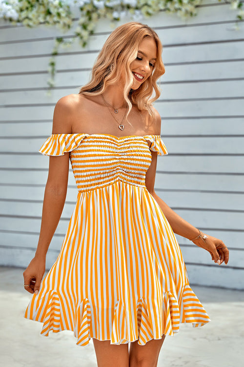 Loveliest Look Striped Off Shoulder Mini Dress - 3 Colors