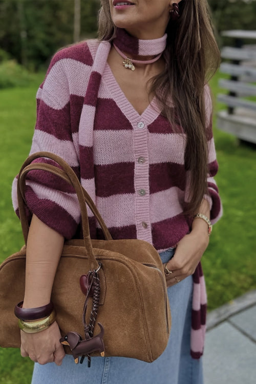 Campfire Cozy Striped Sweater with Scarf