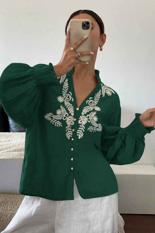 Everyday Luck Floral Embroidered Cotton Top - 5 Colors