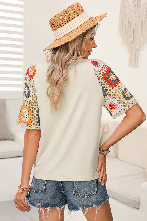 Free to Be You Crochet Boho Short Sleeve Top - 3 Colors