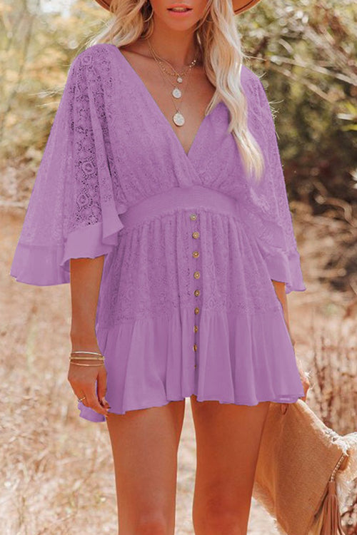 Dreamy Date Lace V-Neck Mini Dress - 7 Colors