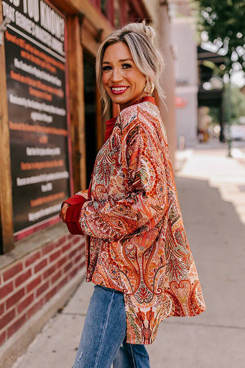 Lovely Time Print Button Down Long Sleeve Top - 2 Colors