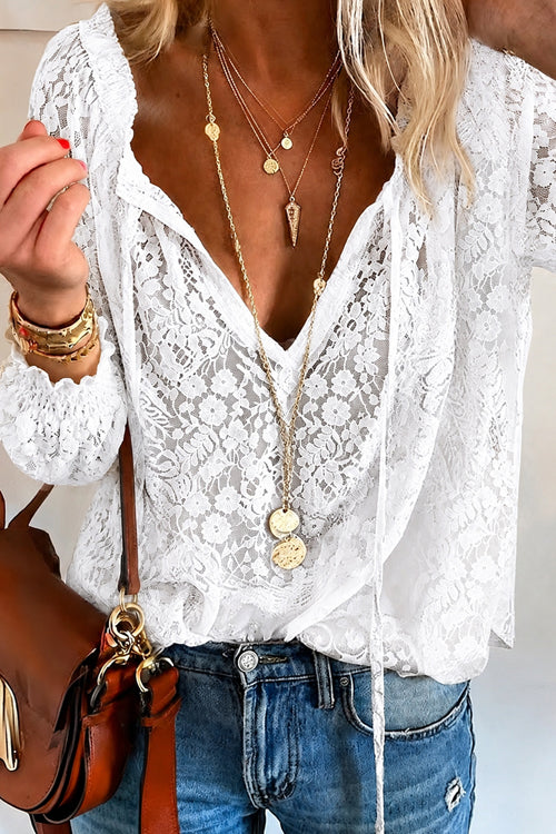 Lottie Ivory Floral Lace Long Sleeve Top - 5 Colors
