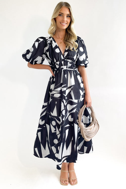 Real Love Print Puff Sleeve Maxi Dress - 6 Colors