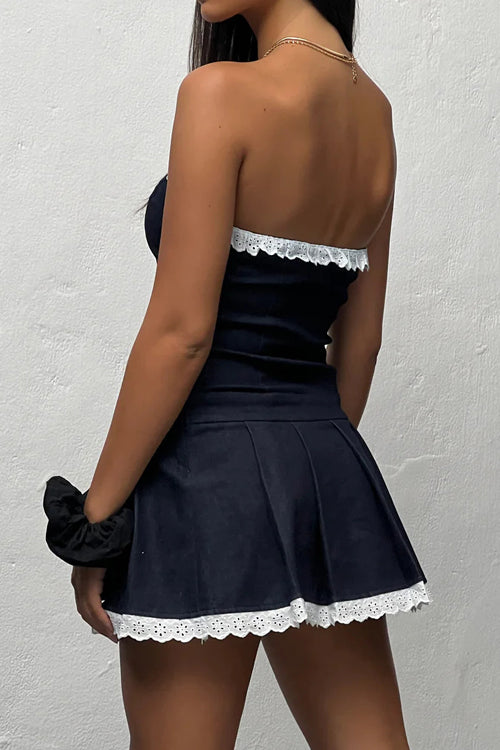 So Much Love Lace Denim Sleeveless Mini Dress - 2 Colors