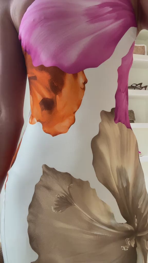 Compelling Romantic One Shoulder Floral Print Maxi Dress