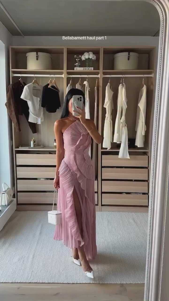 Heavenly Hues Halter Neck Pleated Maxi Dress