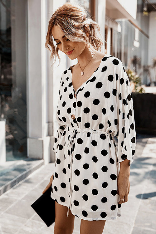 Lighthearted Occasion Button-Up Dot Mini Dress - 3 Colors