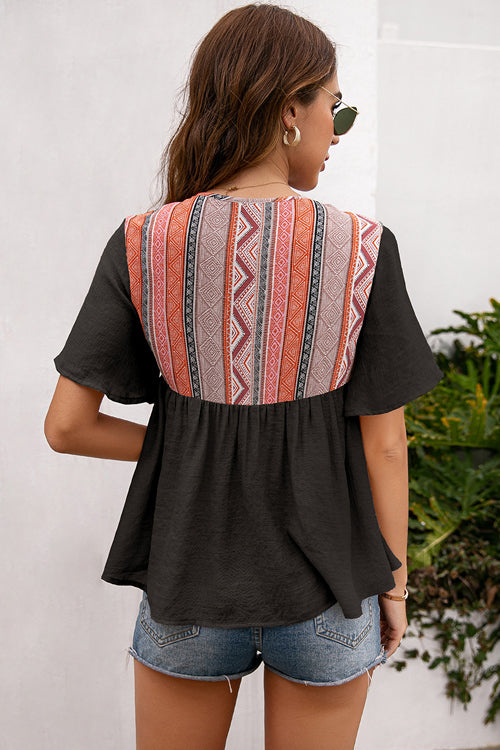 Closer To You Boho Printed Short Sleeve Top - 4 Colors