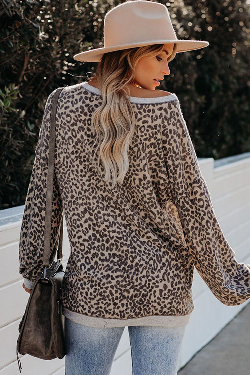 Casually Cute Leopard Print Long Sleeve Top