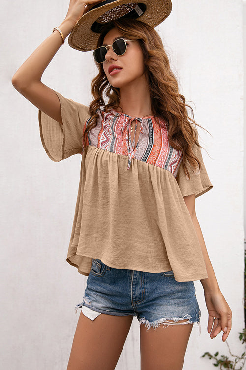 Closer To You Boho Printed Short Sleeve Top - 4 Colors