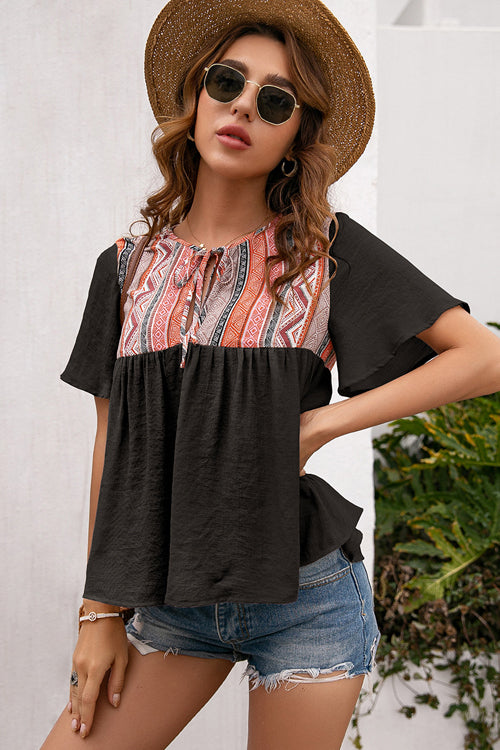 Closer To You Boho Printed Short Sleeve Top - 4 Colors