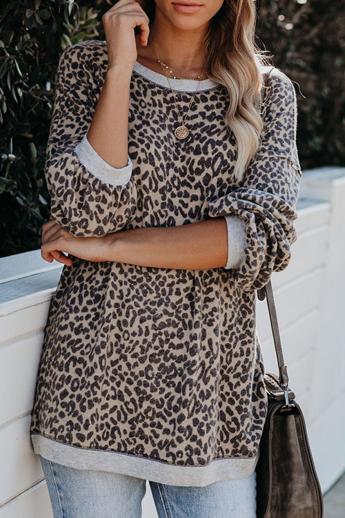 Casually Cute Leopard Print Long Sleeve Top