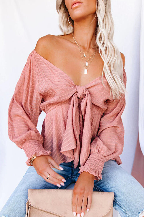 Find Yourself Tie-Front V-Neck Smocked Top - 5 Colors