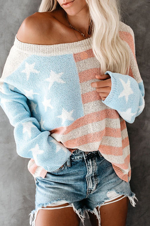 Cute as Can Be Flag Knit Sweater