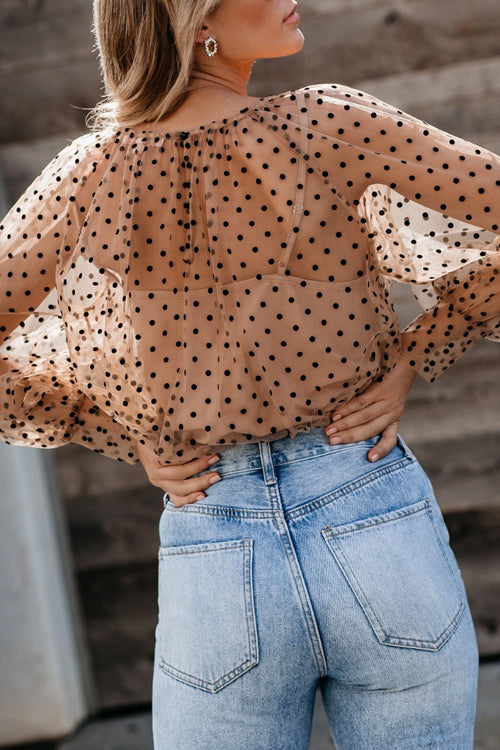 All Dotted Up Long Sleeve Tulle Two-Piece Top
