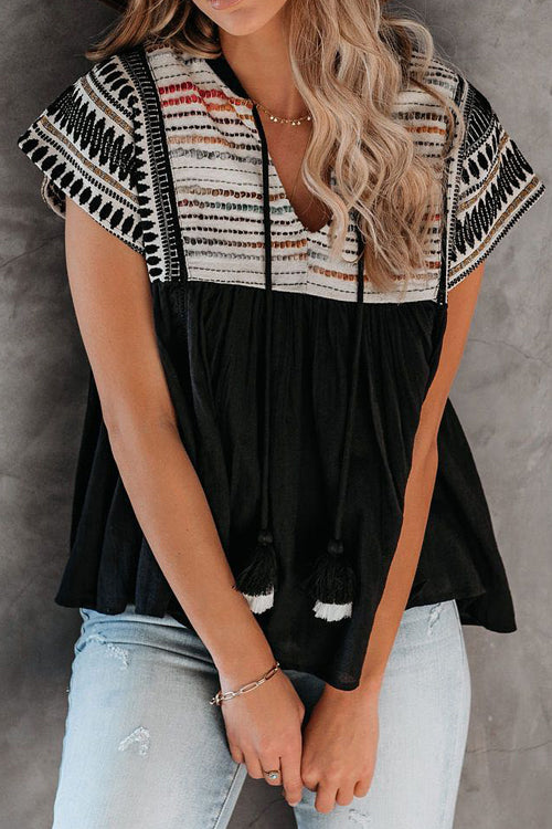 Preorder-Keep Dreamin' Tassel Boho Embroidered Top - 2 Colors
