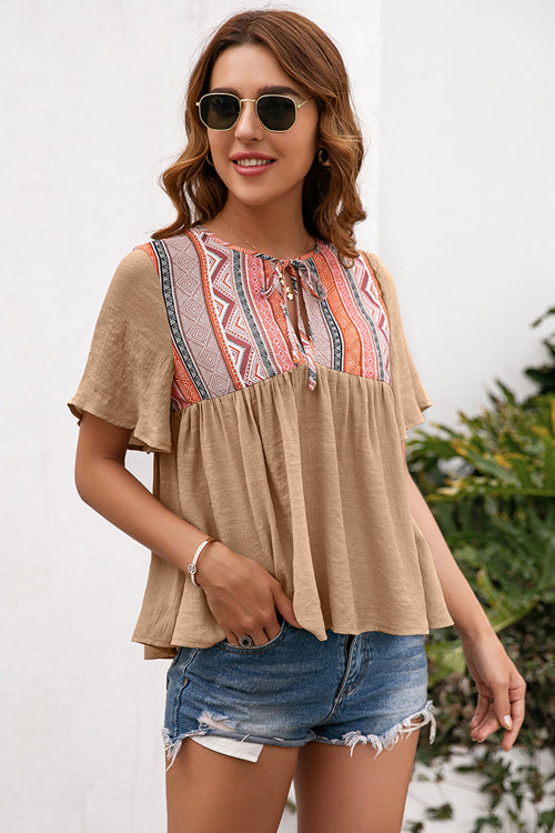 Closer To You Boho Printed Short Sleeve Top - 4 Colors