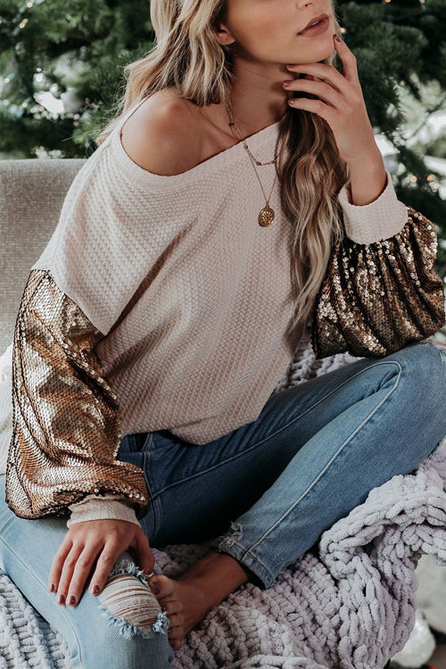 Completely Into You Sequin Sleeve Knit Top - 2 Colors
