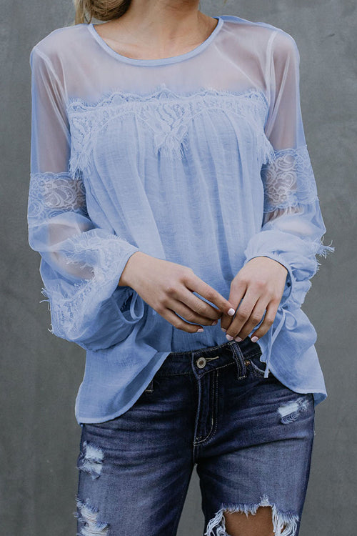 Picture This Tulle&Lace Long Sleeve Top - 5 Colors