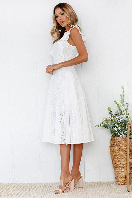 Butterfly Ruffle Sleeve Lace Midi Dress - 2 Colors