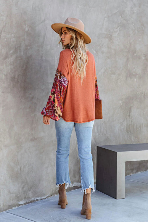 Bold Dreams Contrast Boho Print Ribbed Top - 3 Colors
