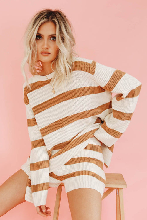 After Sundown Striped Knit Sweater Suit - 2 Colors