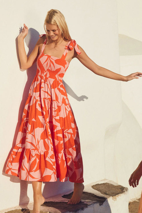 Into The Sunset Print Maxi Dress - Orange