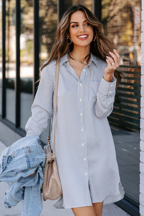 Stay Sunny Long Sleeve Shirt Mini Dress - 4 Colors