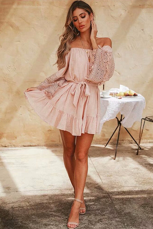 Tassel Lace Tie-waist Wrap Dress - 3 Colors