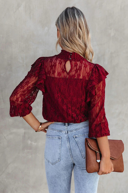 Couldn't Be Better Lace Ruffled Top - 3 Colors