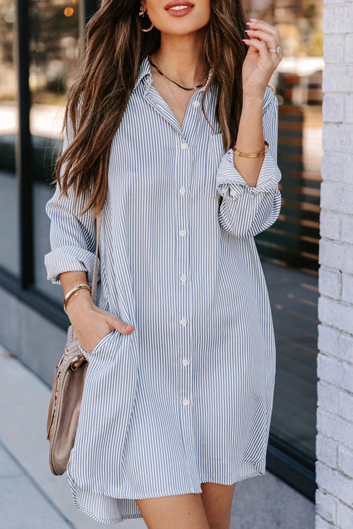 Stay Sunny Long Sleeve Shirt Mini Dress - 4 Colors