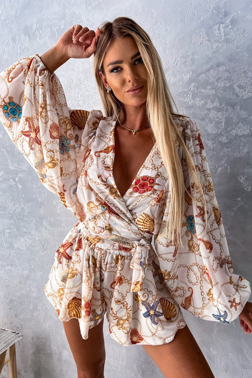 Sunny Days Ahead Printed Wrap Romper - 4 Colors