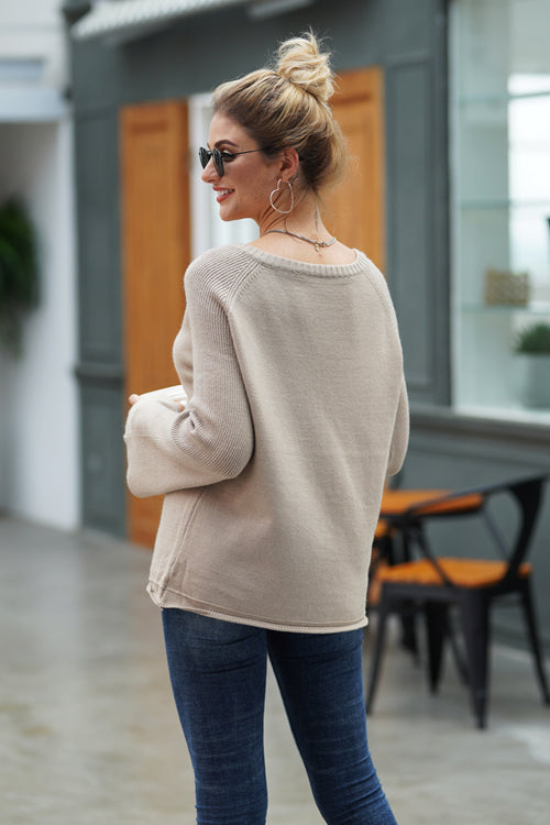 Sleepy Sunday V-Neck OL Knit Sweater - 5 Colors