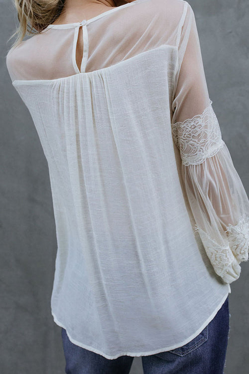 Picture This Tulle&Lace Long Sleeve Top - 5 Colors