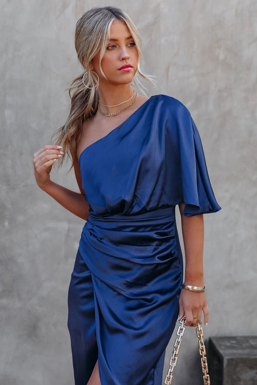 Out For The Day One Shoulder Midi Dress - 5 Colors