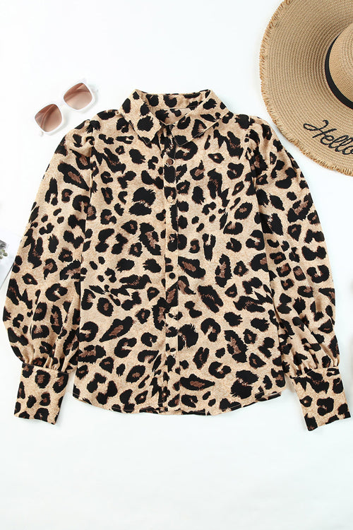 Never Lose You Leopard Print Long Sleeve Button Down Top