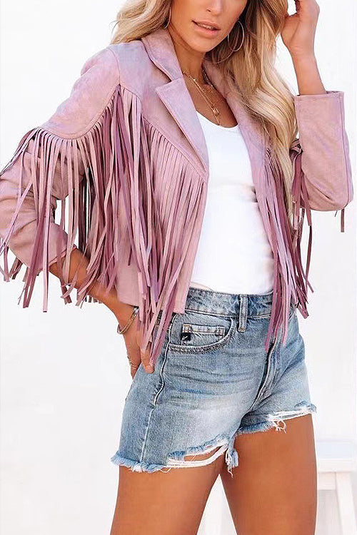 At Your Best Tassel Fringe Faux Suede Shacket - 7 Colors