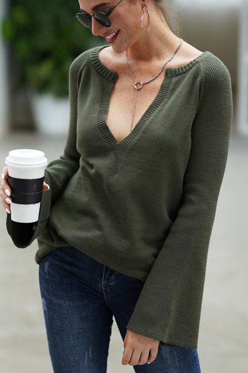 Sleepy Sunday V-Neck OL Knit Sweater - 5 Colors