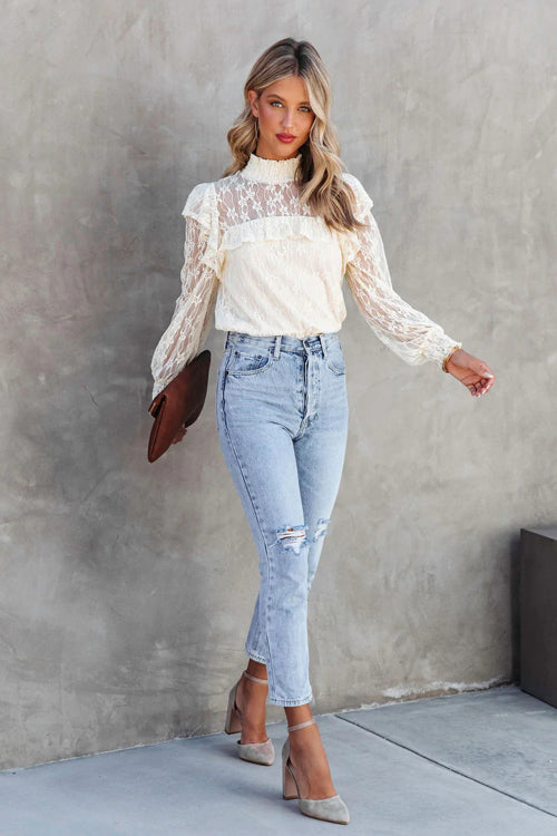 Couldn't Be Better Lace Ruffled Top - 3 Colors