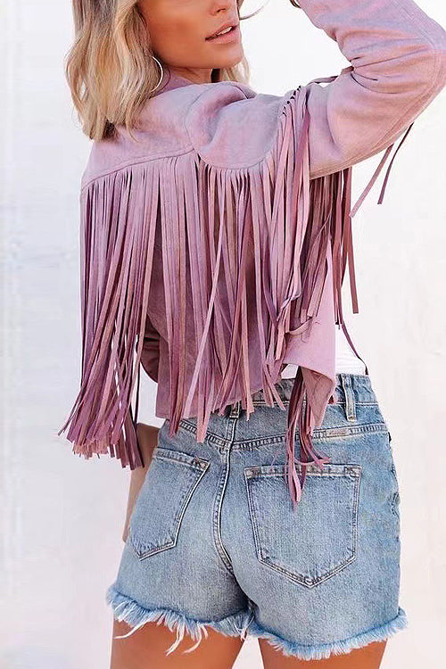 At Your Best Tassel Fringe Faux Suede Shacket - 7 Colors