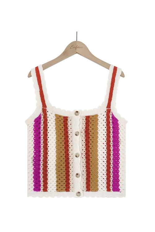 Waiting For Love Colorful Stripe Crochet Knit Top - 4 Colors