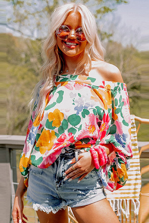 Just You Wait Floral Print Off Shoulder Top