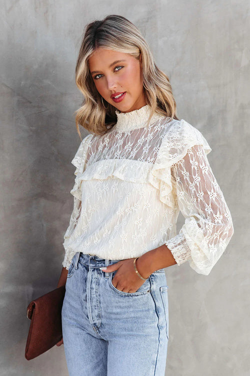Couldn't Be Better Lace Ruffled Top - 3 Colors