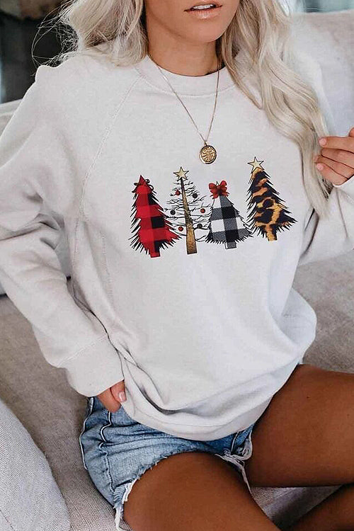 Christmas Tree Grey Long Sleeve Top