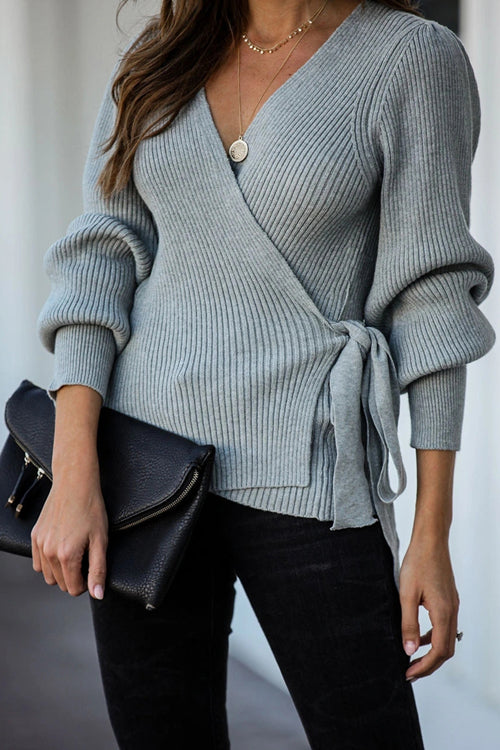 Dressed To Chill Long Sleeve Wrap Sweater - 2 Colors