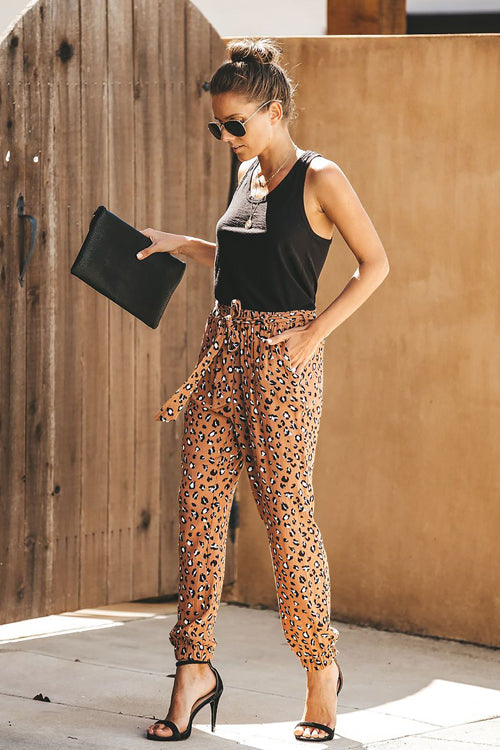 Wildcat Leopard Print Tie-Front Pants - 4 Colors