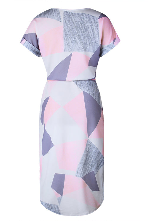Geometric Tie-waist Midi Dress