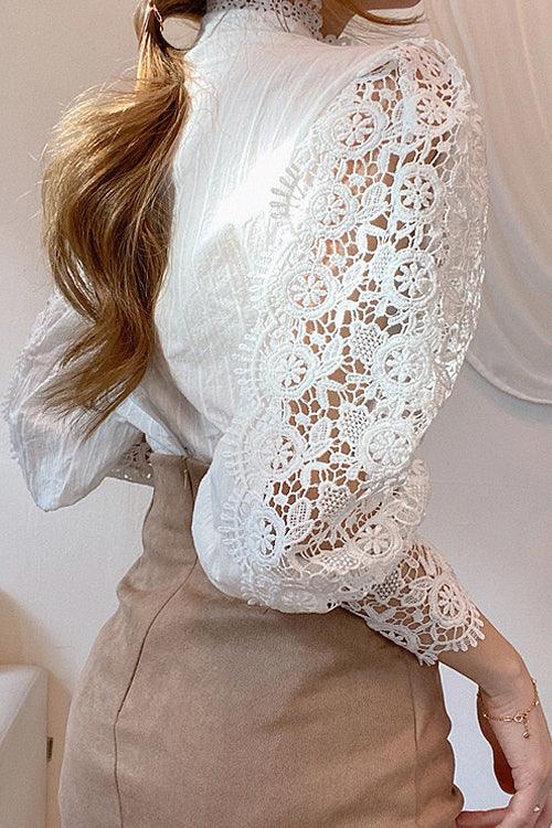 Feel It Still Lace Button Up Top - 3 Colors